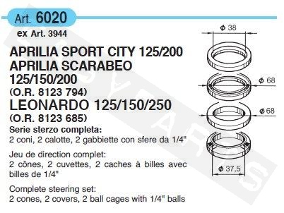 Steering-Head Bearing Kit BUZZETTI Aprilia Scarabeo 125->200 <-2006